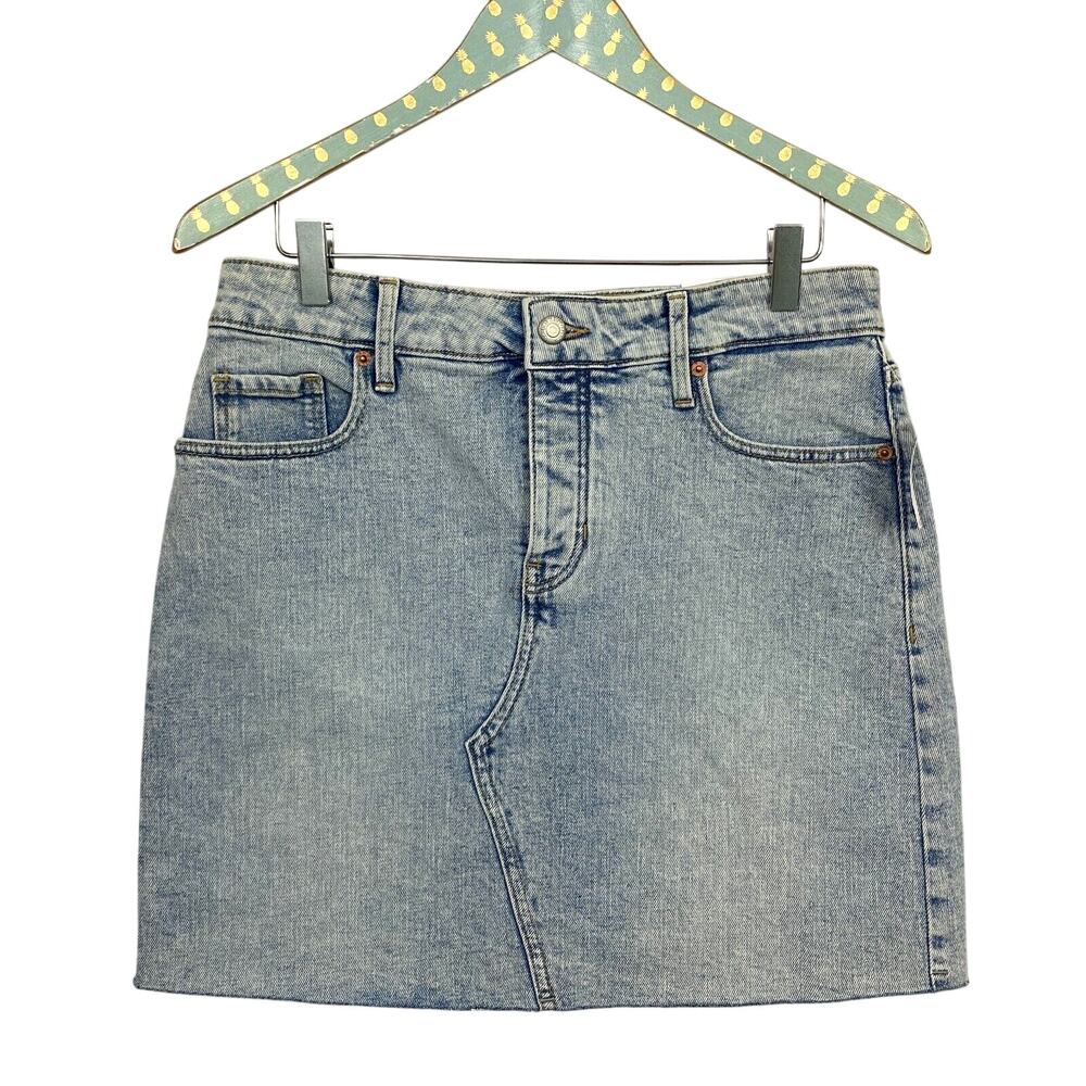 Old Navy Denim Skirt Womens 6 High Rise Secret Slim Pockets Button Fly 30x17